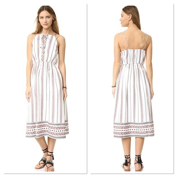 Moon River border print lace up dress - Picture 1 of 8